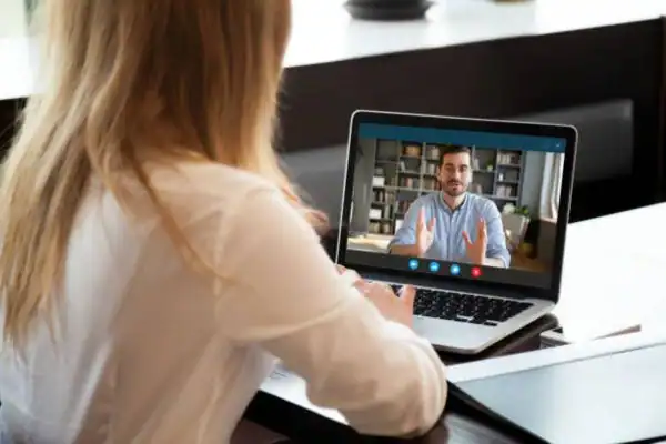 image of woman attending online mediation Hatfield speak to our team today!